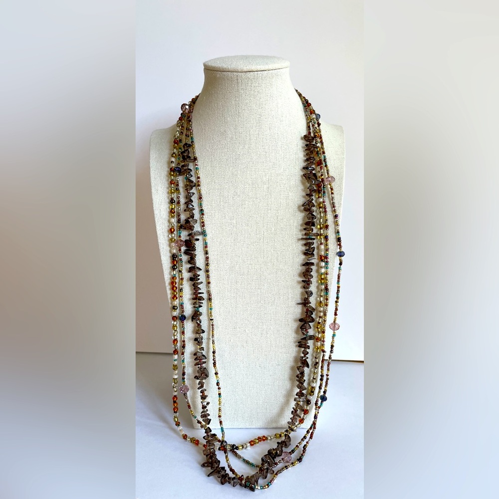 Multicolour Glass Chip & Seed Bead Necklace